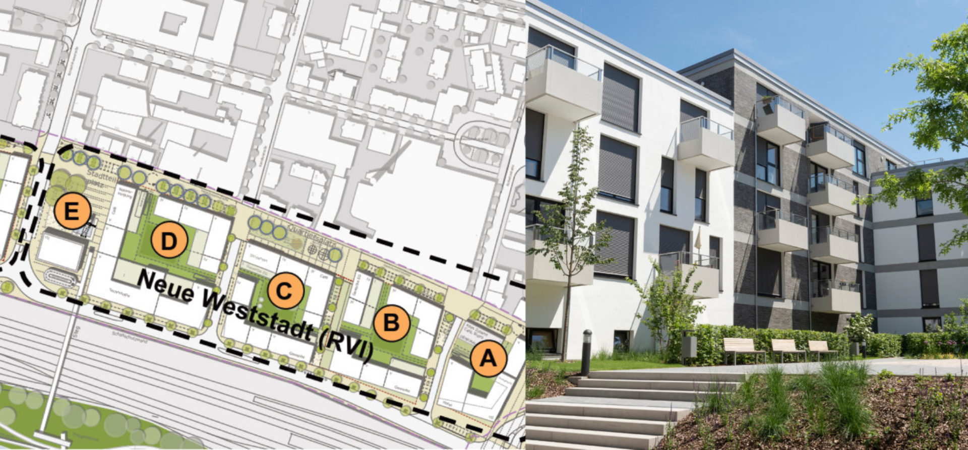 links: LEHEN drei Architektur Stadtplanung | rechts RVI GmbH